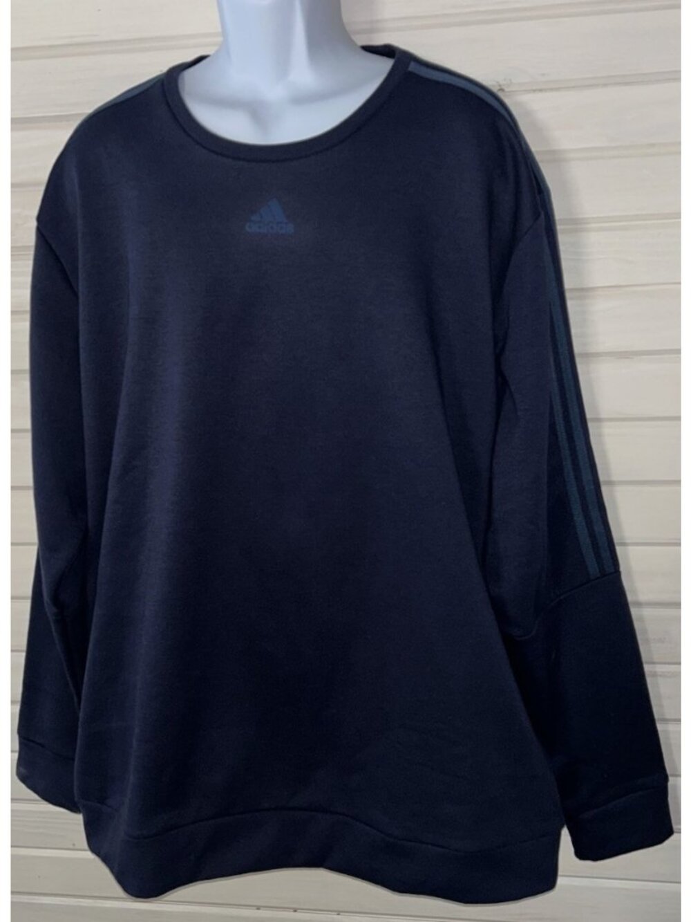 NWT ADIDAS Sz 2XL Navy Blue 3-Stripe Sweatshirt Mens Sport Lifestyle L/S Logo